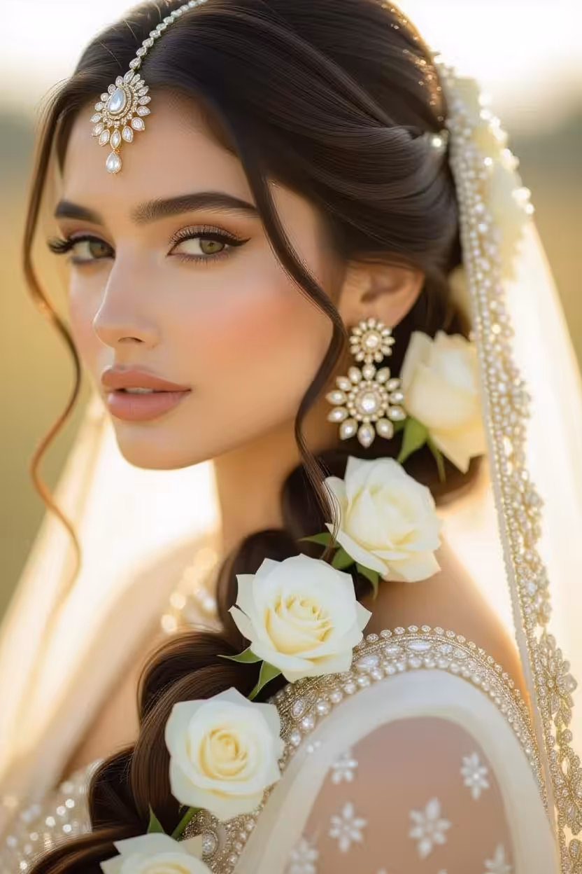 Pristine White Rose Long Choti 1 hairstyle